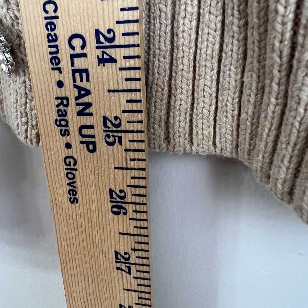 Anne Klein Cardigan Grandma XXL Cable Rhinestone Beige Oversized Sweater Cozy - Picture 5 of 10